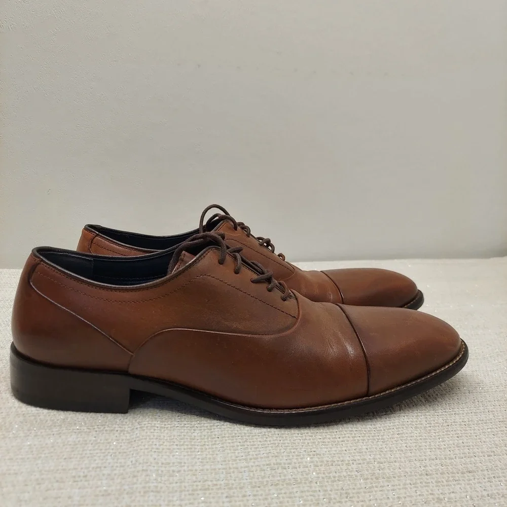 Johnston & Murphy Mens Cap Toe Oxford Dress Shoes 10.5M 59-2476 Tan Leather